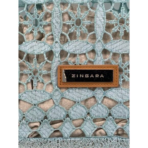 ZINGARA Women's Light Blue Floral Square Lace Large Tote Bag - Picture 5 of 8
